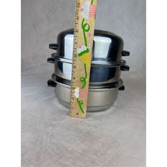 Vintage Townecraft Chef Ware 4 PC Dome Lid, 3 Qt Bottom Pan, Trivet & Stainer - Picture 3 of 7